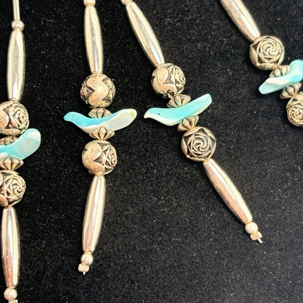 Vintage Silver Tone Native American Dangle Barrettes - Picture 3 of 5